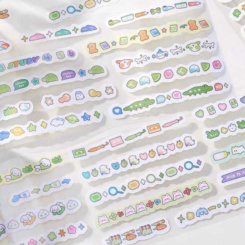 

sticker roll lucu animal colorful strips dekorasi journal readystock B1619