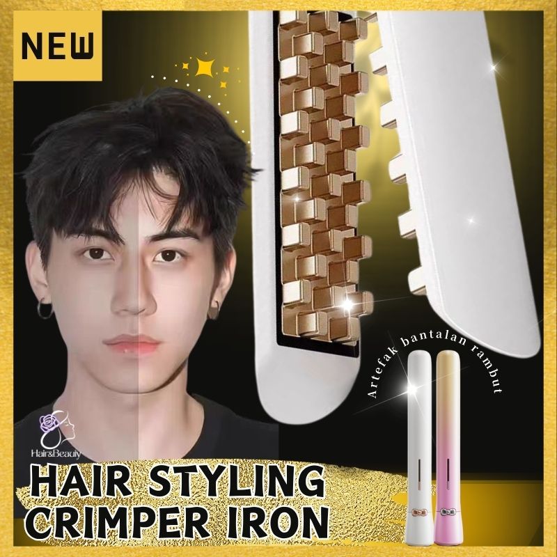 HIB-0178 Model hair crimper catokan pria dan wanita catok poni Catokan rambut 2 in 1 lurus dan curly