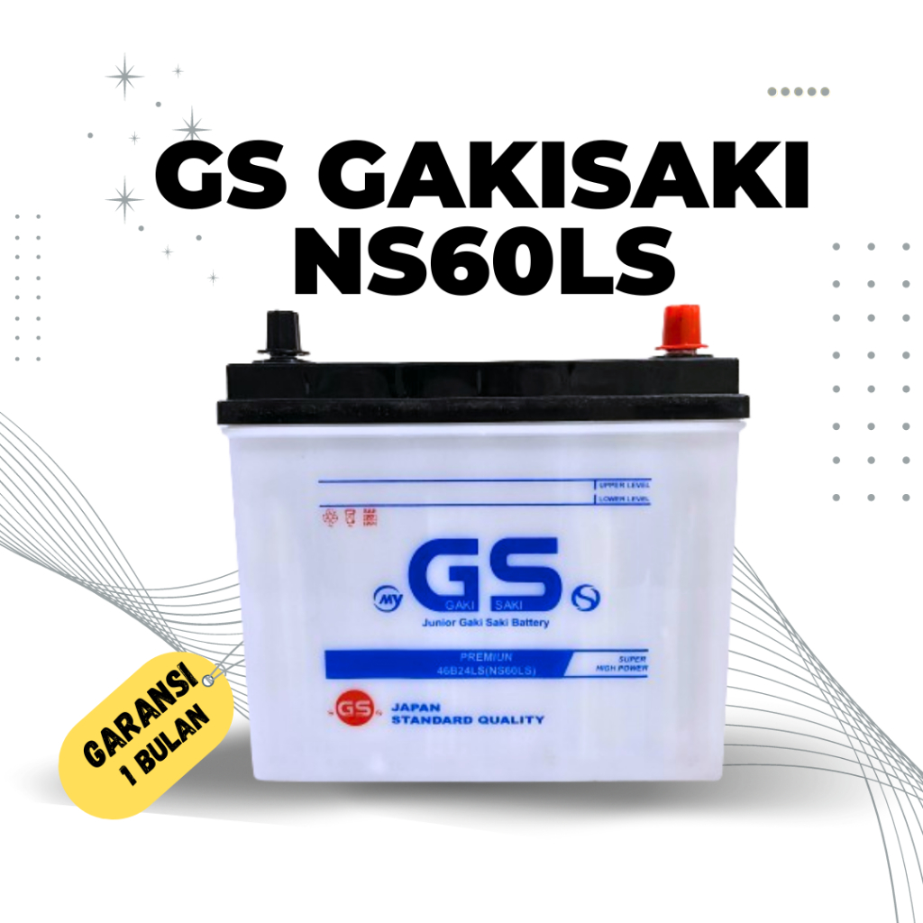 Aki Mobil Toyota Corolla Twin Cam GS Gakisaki NS60LS Aki basah 12V / 45 AH