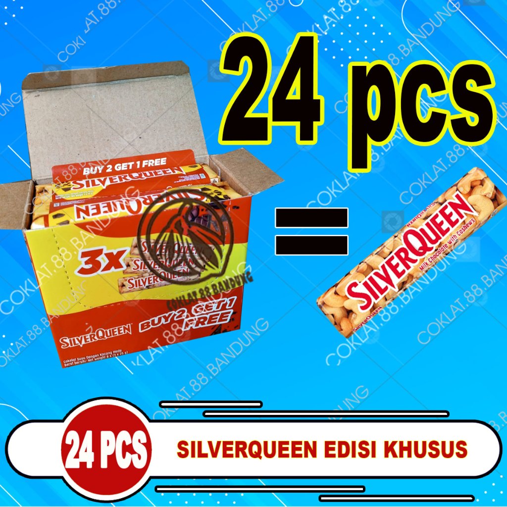 

SilverQueen 1 Box Kecil 25gr Isi 24 pcs, Coklat SilverQueen 25gr Kemasan Khusus Buy 2 Get 1