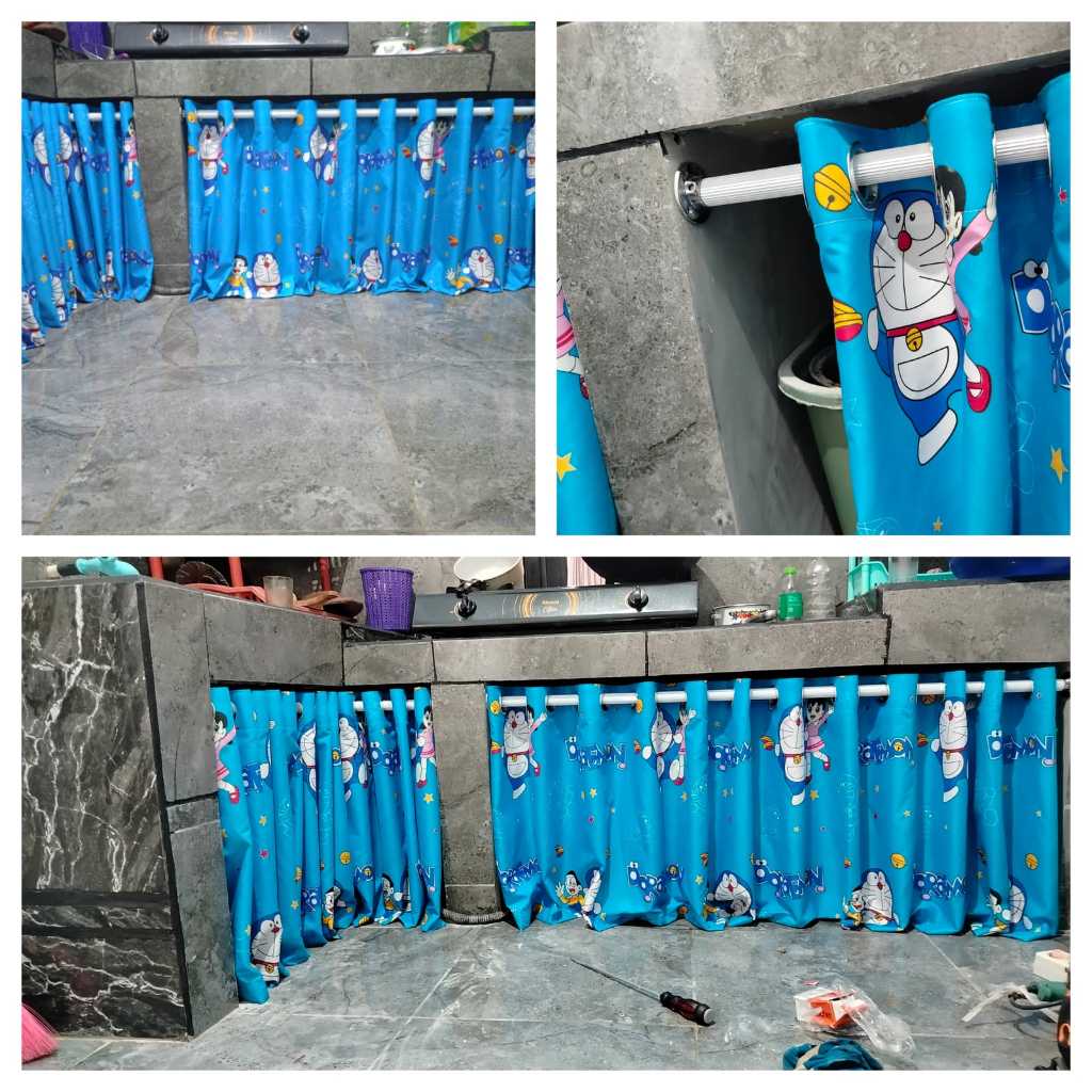 Gorden kolong dapur Model smokring Gorden dapur Tirai pintu dan jendela Pendek
