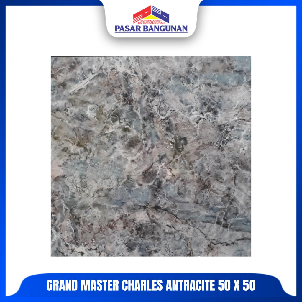 Grand Master Keramik Lantai Charles Antracite 50x50