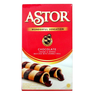 

Astor Single Waffer Rol Rasa Coklat Isi 20 Bungkus x 12.5 Gram