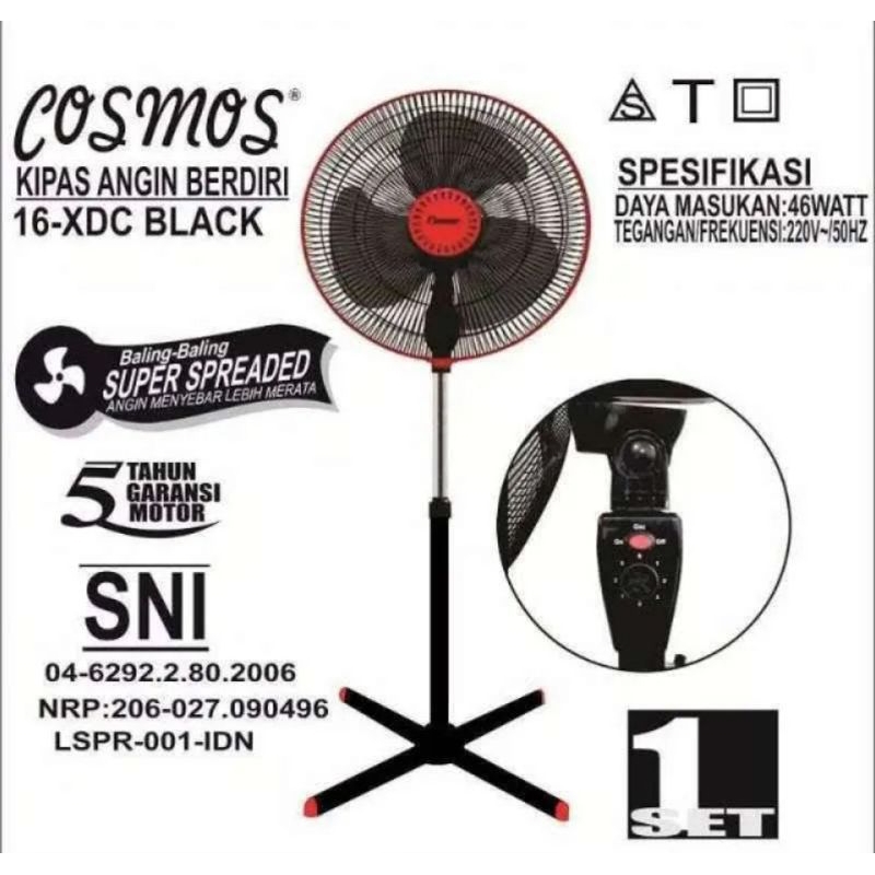 Kipas Angin Berdiri/ Stand Fan Cosmos 16XDC