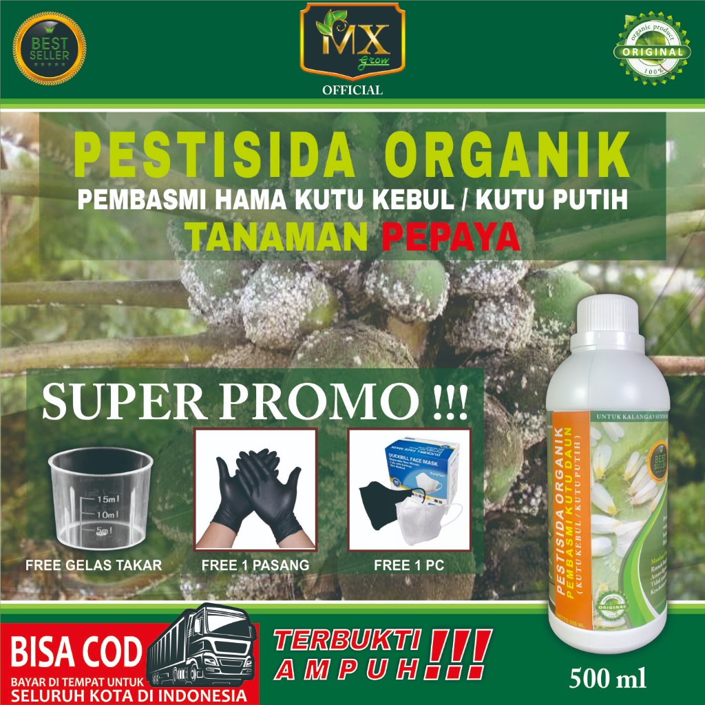 Pestisida Organik Pembasmi KUTU DAUN ( Kutu Kebul / Kutu Putih ) Untuk Tanaman PEPAYA 500 ml