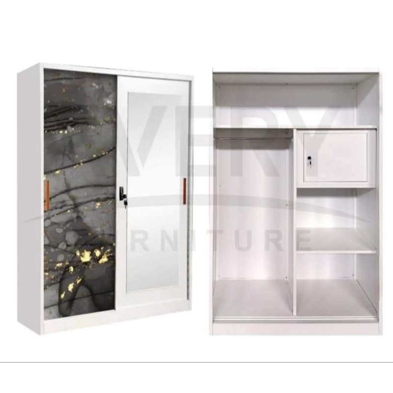 lemari besi p2 sliding 120/lemari pakaian besi/lemari sliding/lemari besi/lemari minimalis/almari pa