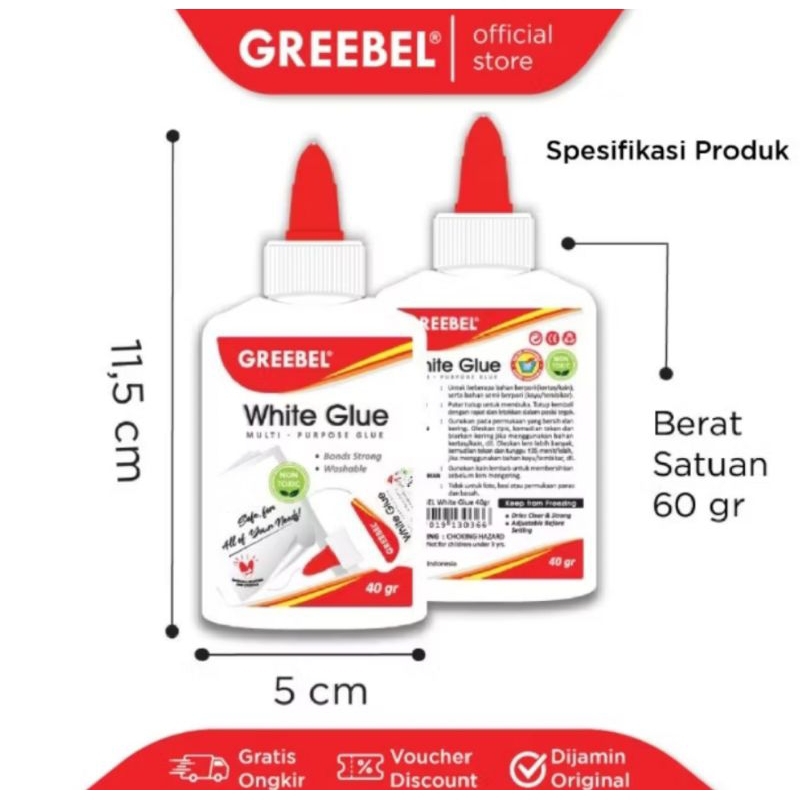

Grebel White Glue 60 gr / Lem Putih Grebel 60gr / Lem Kertas/ Lem Kain / Lem Kayu