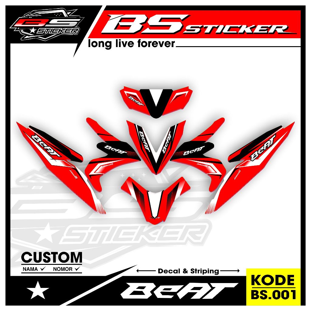 DECAL Stiker BEAT ESP - SEMI DECAL VARIASI LIST HONDA BEAT ESP .BS.001