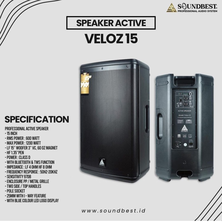 Speaker Aktif Soundbest Veloz 15 Ukuran 15 Inch Original