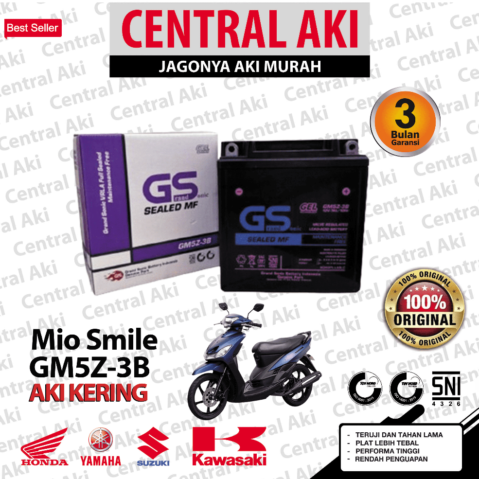 B3RK4HJAYA AKI MOTOR YAMAHA O SPORTY O SLE GM5Z-3B AKI KERING MF