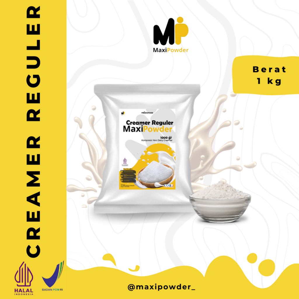 

Creamer Reguler 1kg / Bubuk Creamer Reguler Terlaris / Non Dairy Creamer / MaxiPowder