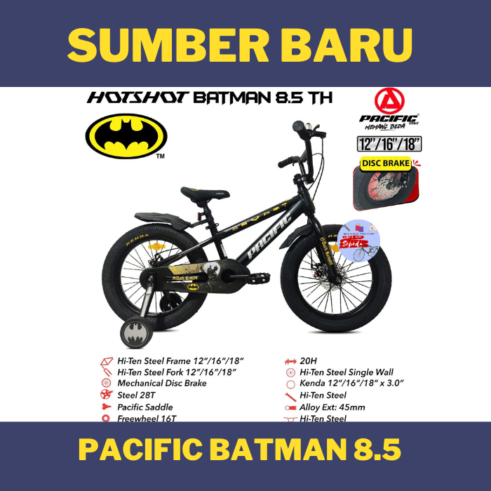 Sepeda Bmx Pacific Batman 8.5 New 12", 16", 18"