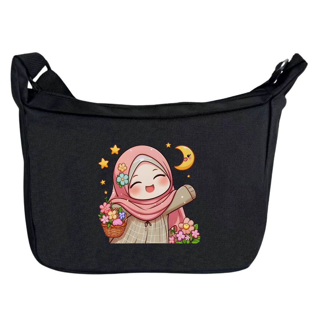 Tas Selempang Ngaji Anak Perempuan Sekolah Ngaji Tk Sd Motif Karakter Ngaji Muslim Islami