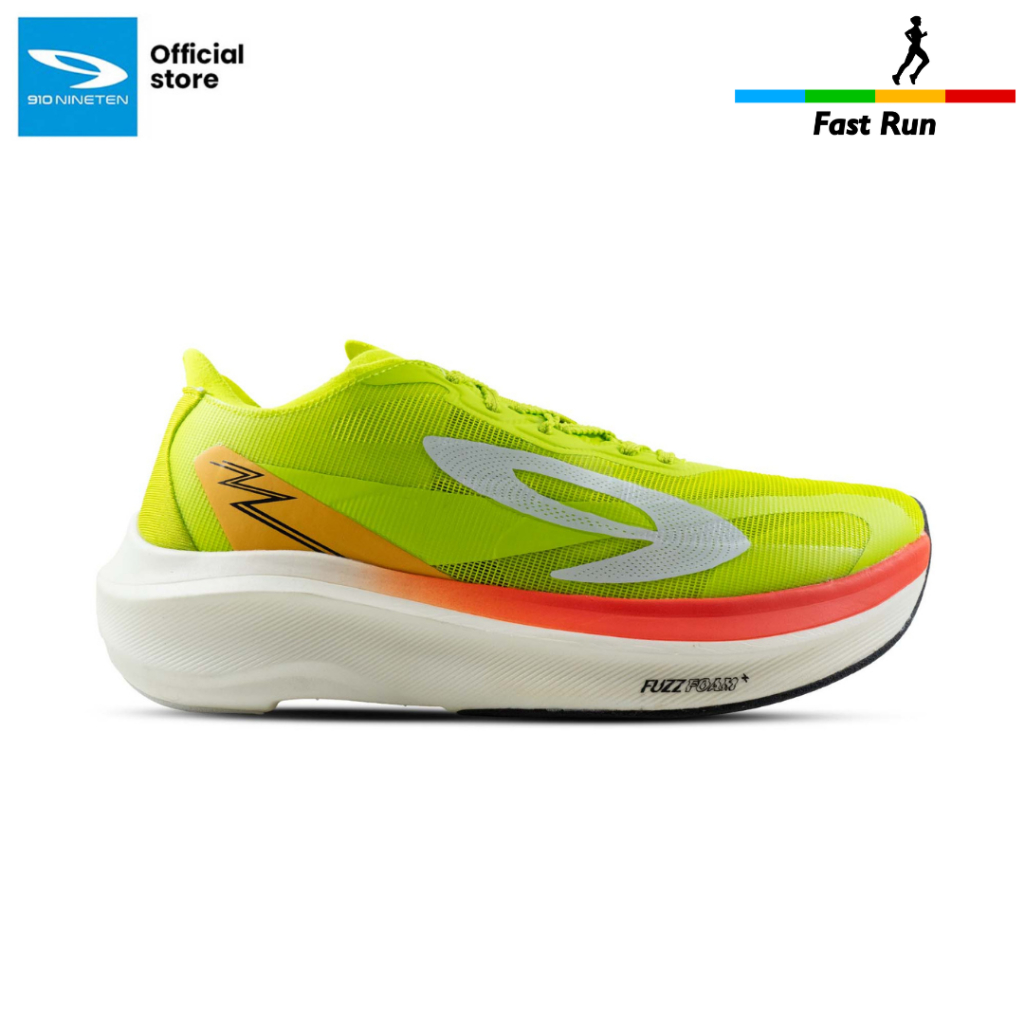 910 Nineten Haze Fuzz Lite Sepatu Lari - Hijau/Orange/Kuning