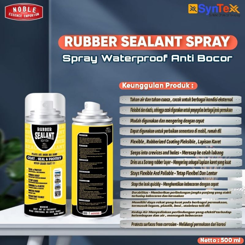 Noble Rubber Sealant Spray Ajaib Waterproof Noble Liquid Rubber Sealant Spray 500 ml - Pelapis Anti 