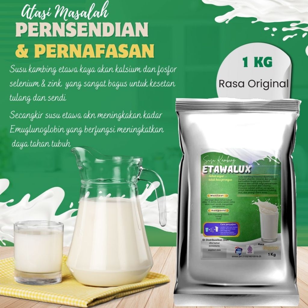 

Susu Kambing Etawa Bubuk 1 kg Premium Varian Original etawalux grade A