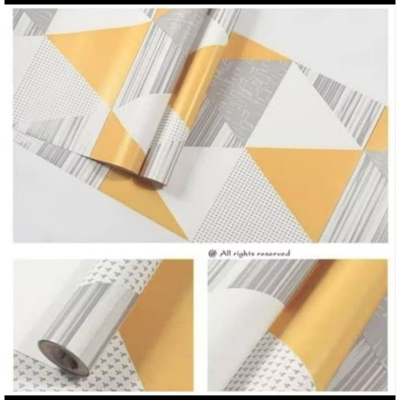Wallpaper Sticker Dinding Segitiga Kuning 3D