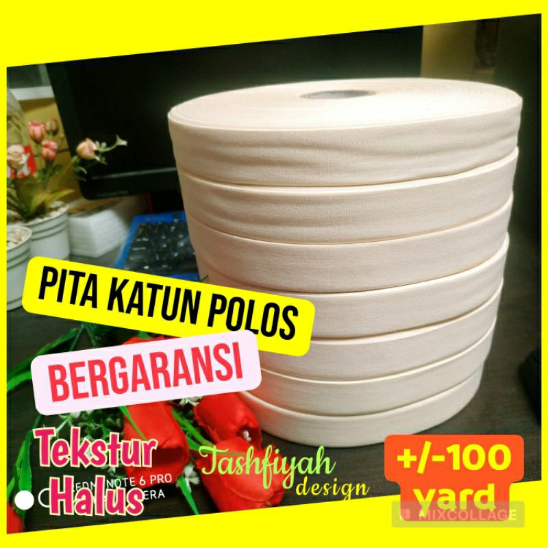 

Bahan Label Katun halus cotton hitam lembut isi 100 meter