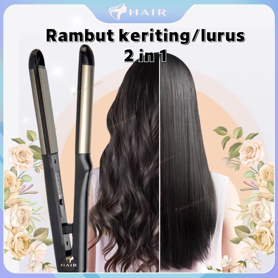 HIR-0206 Catokan rambut 2 in 1 lurus dan curly lurus alat catok catokan rambut lurus permanen catoka