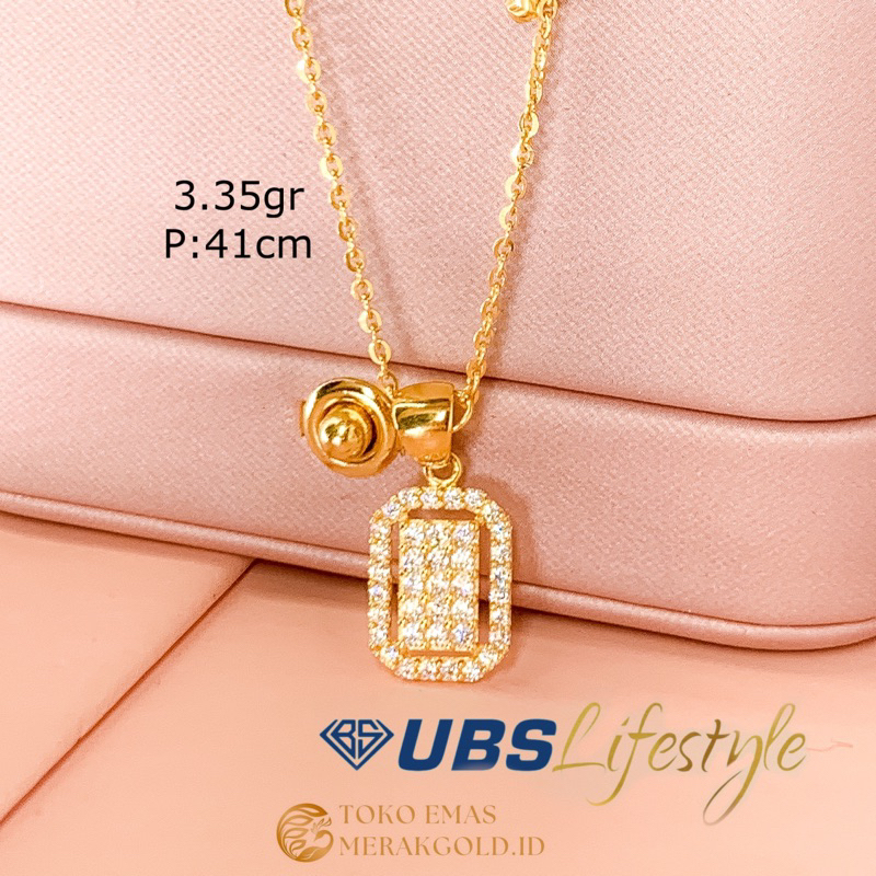 Kalung Emas Baguette Diamond looks Solitaire Liontin Emas Bunga Teardrop Liontin Set Kalung Emas Kad