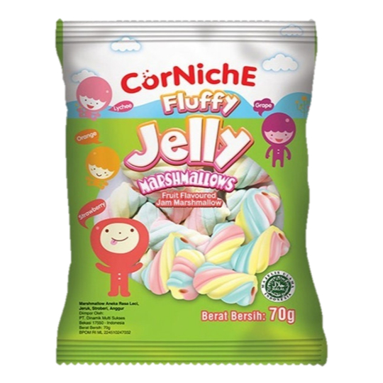 

Corniche Fluffy Jelly Marshmallow 70Gram (24 Pcs) - Karunia