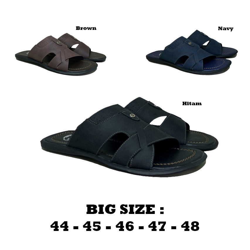 Louis Big Size - Sandal Pria Slide Kulit Asli - Sendal Selop Casual Ukuran Besar Jumbo