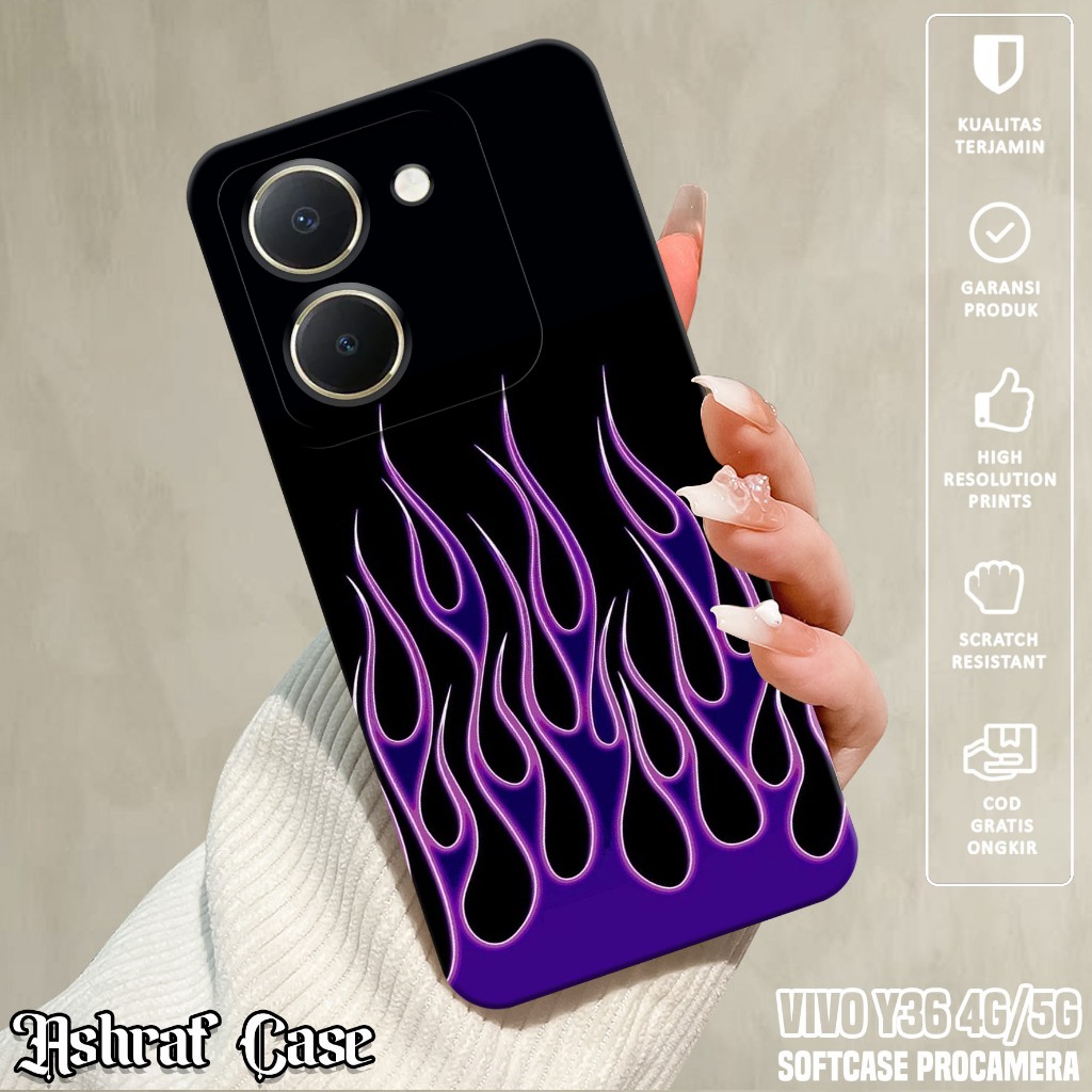 Case VIVO Y36 4G / Y36 5G - Casing VIVO Y36 5G / Y36 4G  Motif FIRE - Silikon Hp VIVO Y36 - Softcase