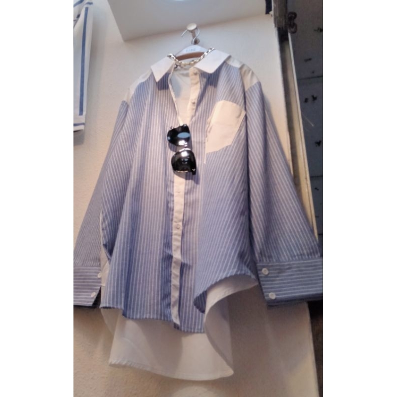 Atasan kemeja salur Nagita Slavina new model / Atasan wanita