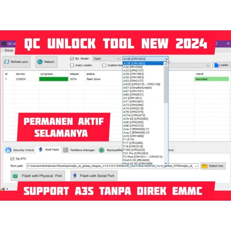 QC UNLOCK TOOL 2024 PERMANEN AKTIF SELAMANYA SUPPORT FLASHING TANPA AUTH