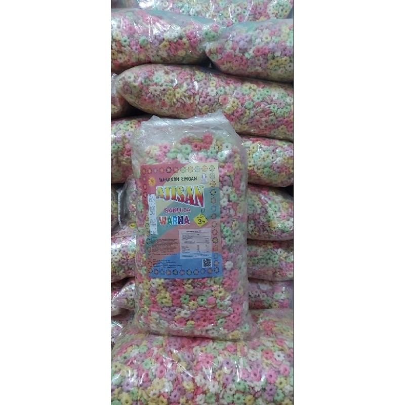 

ajisan sakura warna / best sellernya sakura warna /ribut warna warni / alen warna warni / cemilan gurih / cemilan nagih