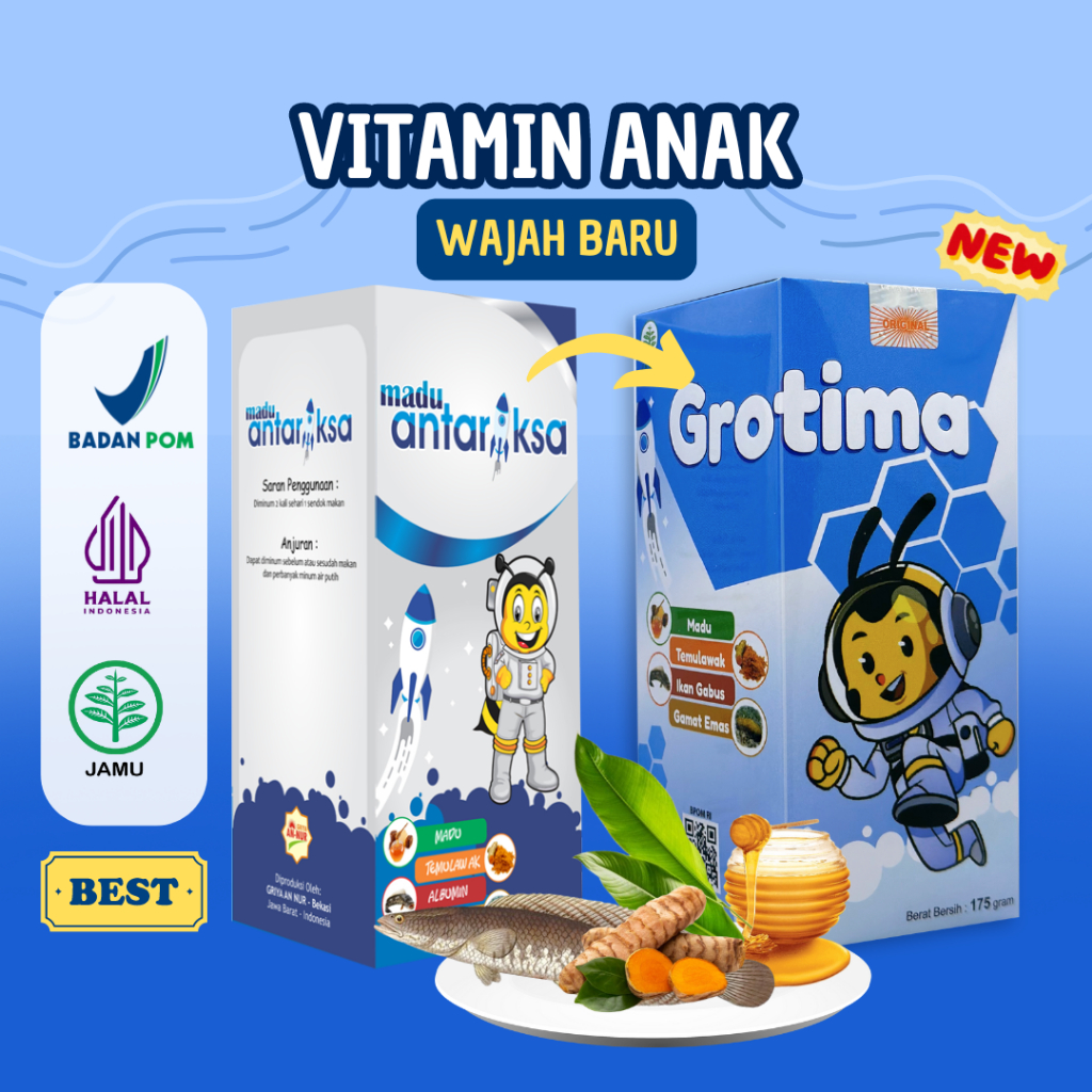 

Madu Anak Lengkap dengan Temulawak + Ikan Gabus + Gamat GROTIMA