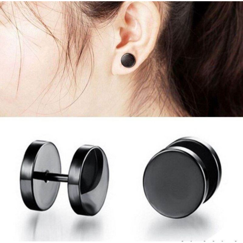 Anting barbel/ anting tindik barbel/ anting tindik pria/ anting roda hitam