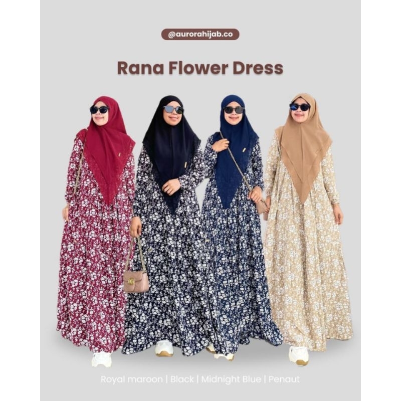 Gamis Rana Flower By Aurora | Free Gift | Gamis katun