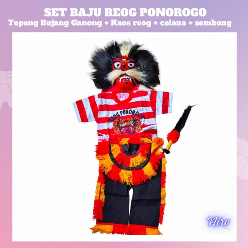 set baju reog dan ganong/baju reog/baju rekg anak/set baju reog dan ganong/set baju reog komplit pec