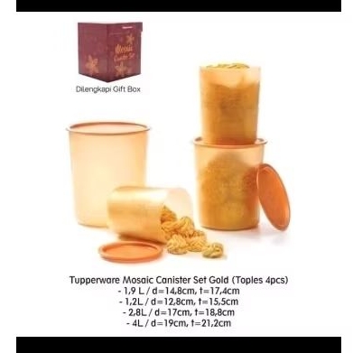 TUPPERWARE MOSAIC CANISTER GOLD SET ISI 4