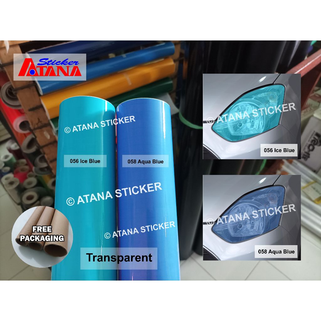 Skotlet Biru Muda Transparan Ice Aqua Light Blue Tembus Bening Gloss Cutting Stiker Anti Gores Hybri