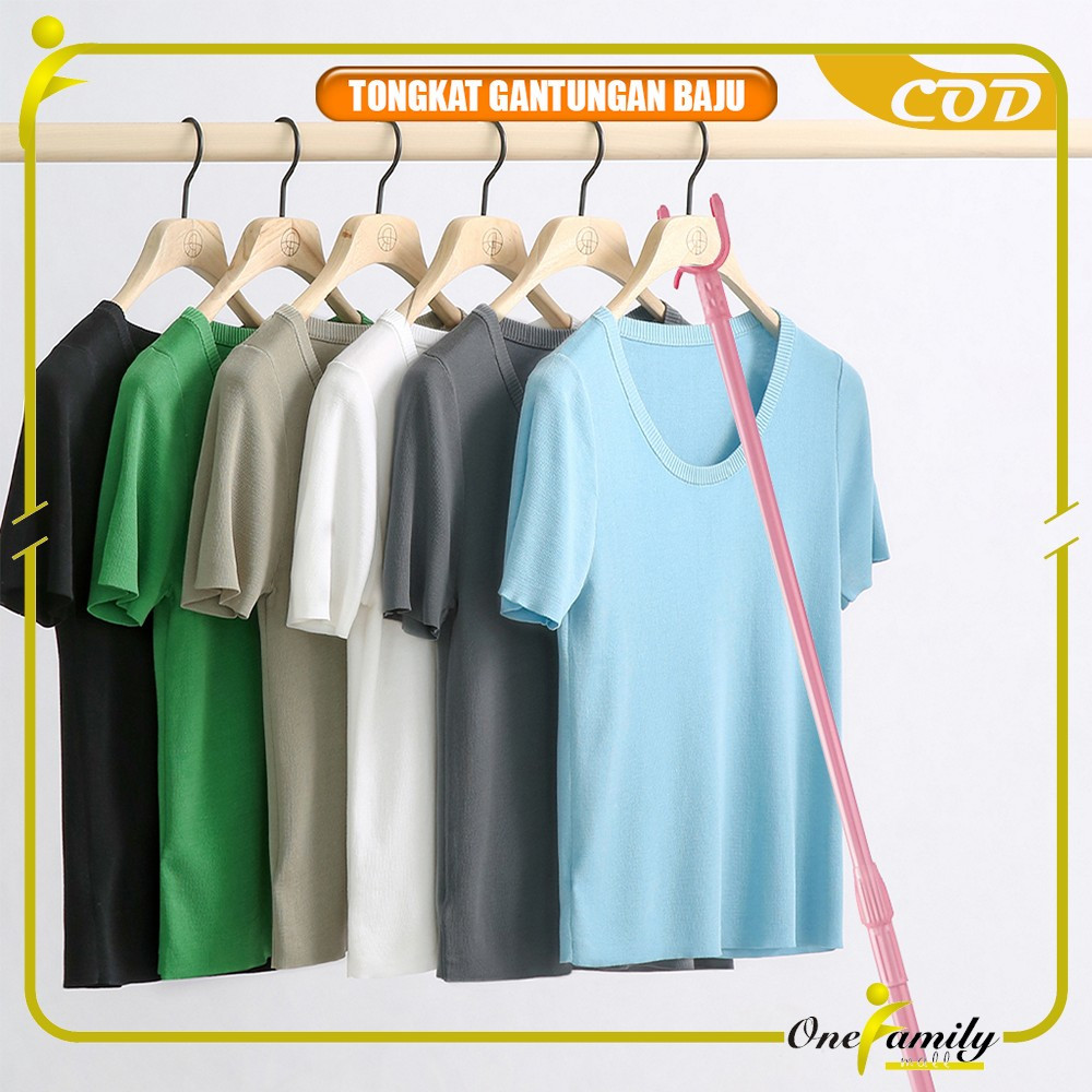 ONE-C1116 Tongkat Jemuran Pengait Pakaian Bisa Setel Panjang Pendek / Galah Hanger Gantungan Baju Di