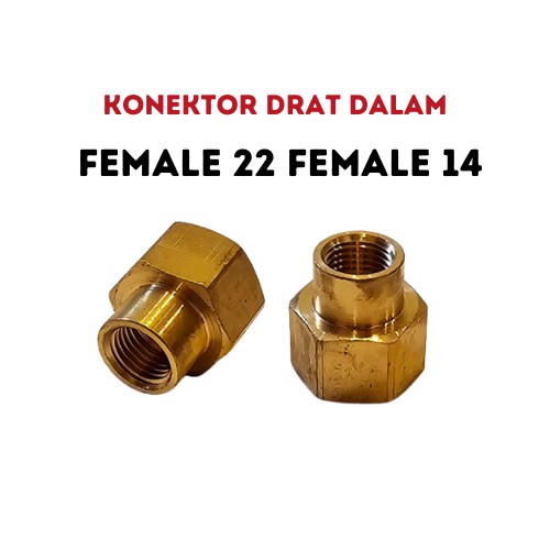 Nepel Konektor Reducer M22 ke M14 sambungan 22mm ke 14mm drat female