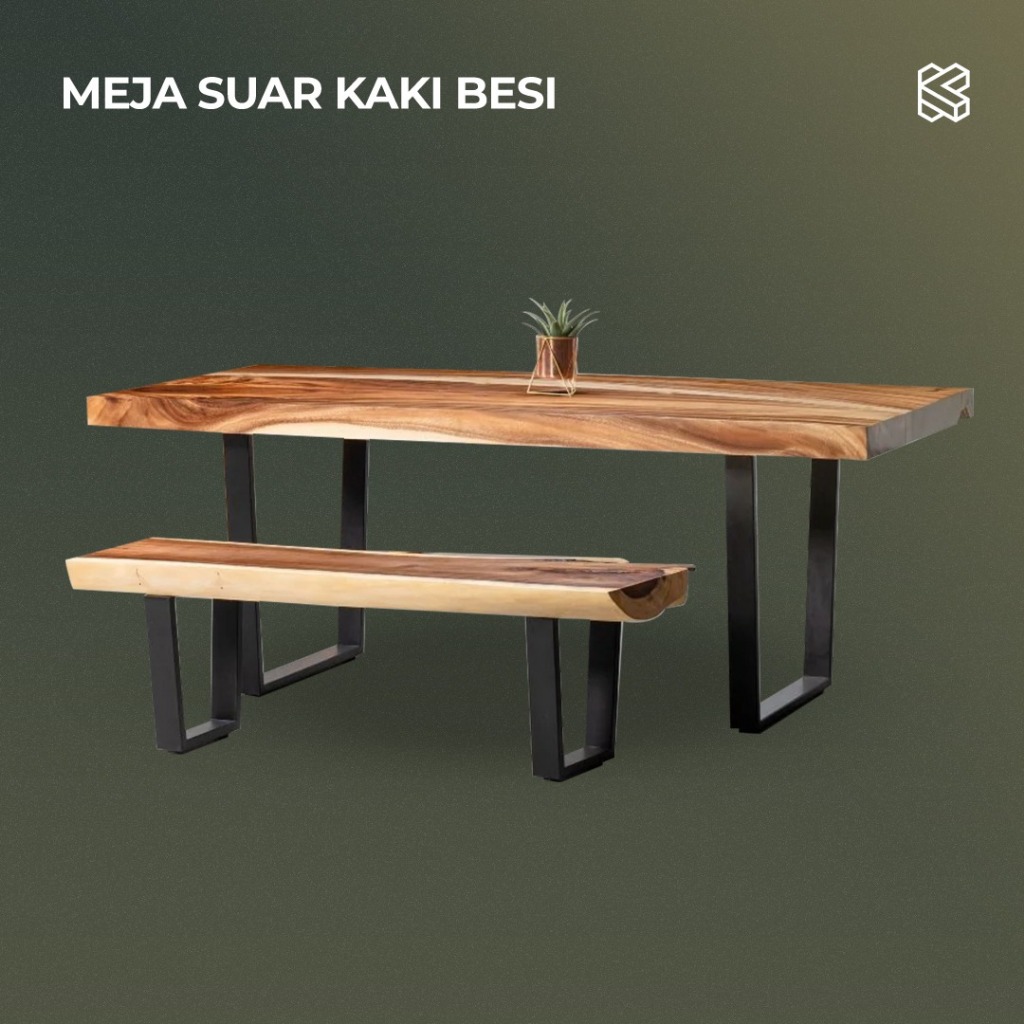 Jepara Series - Dining Set Meja Makan Kursi Kayu Suar Trembesi Kaki Besi | KITANATA