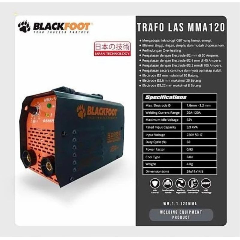 Mesin las 350 Watt 120 A Blackfoot
