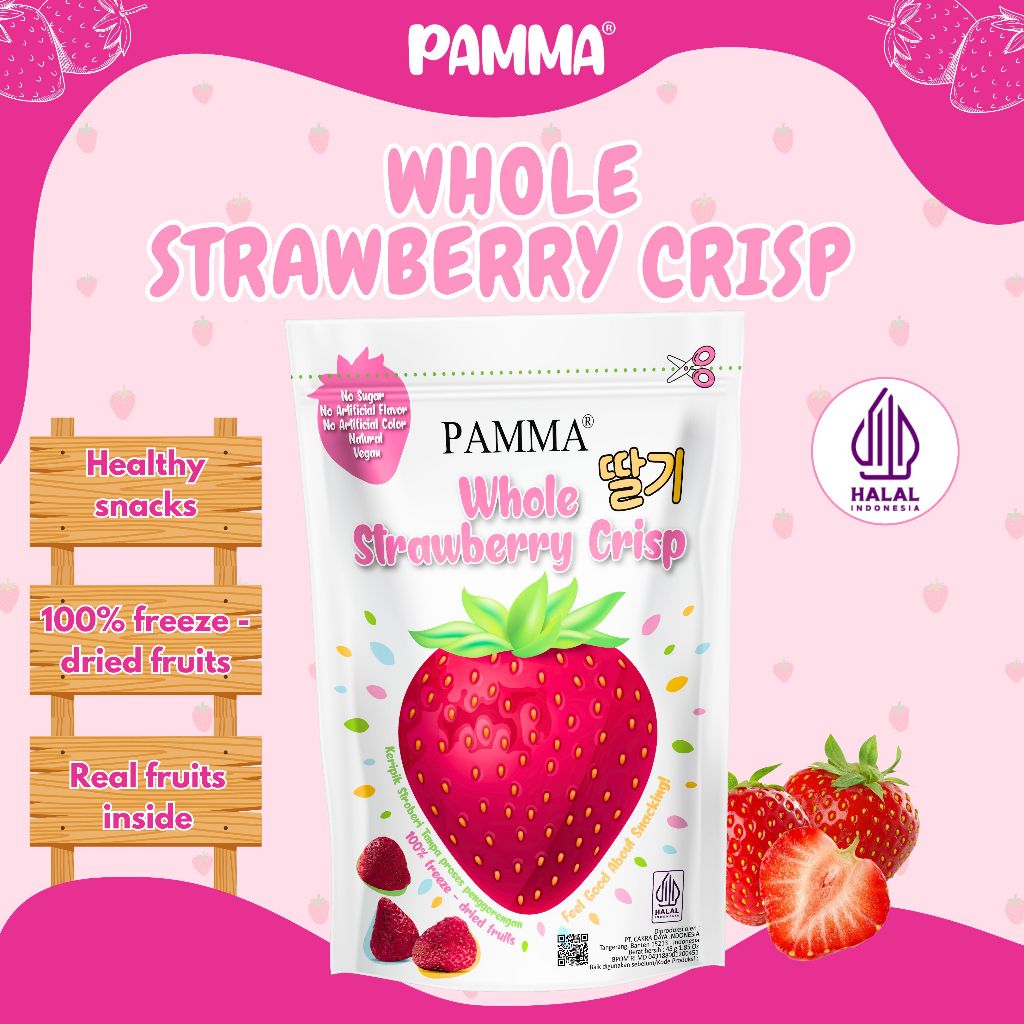 

PAMMA WHOLE STRAWBERRY CRISPS - KERIPIK STROBERI FREEZE-DRIED 45g