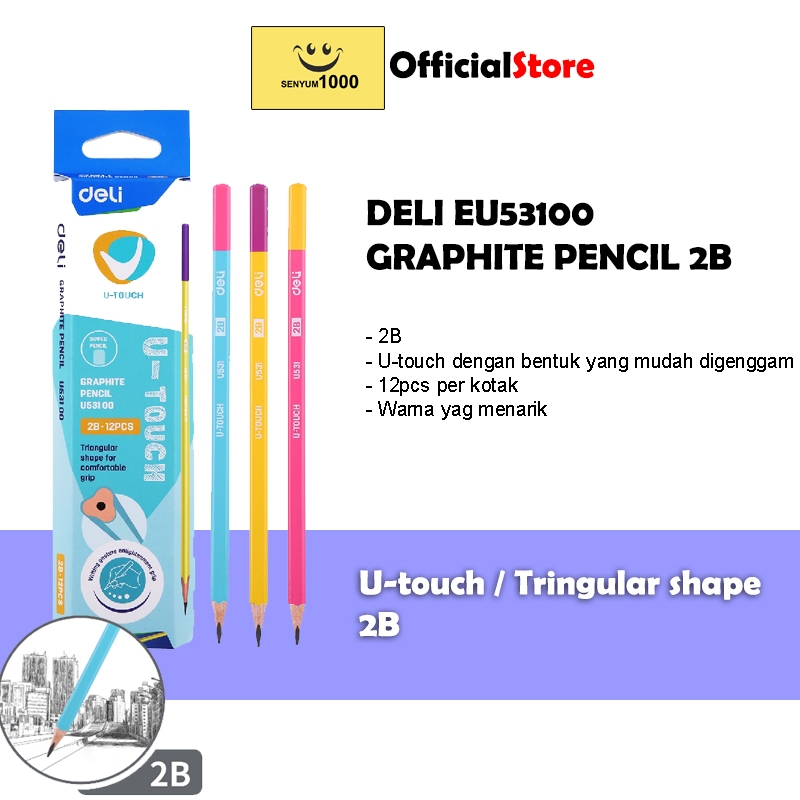 

DELI Pensil Graphite 2B EU53100 Per 12 Pcs