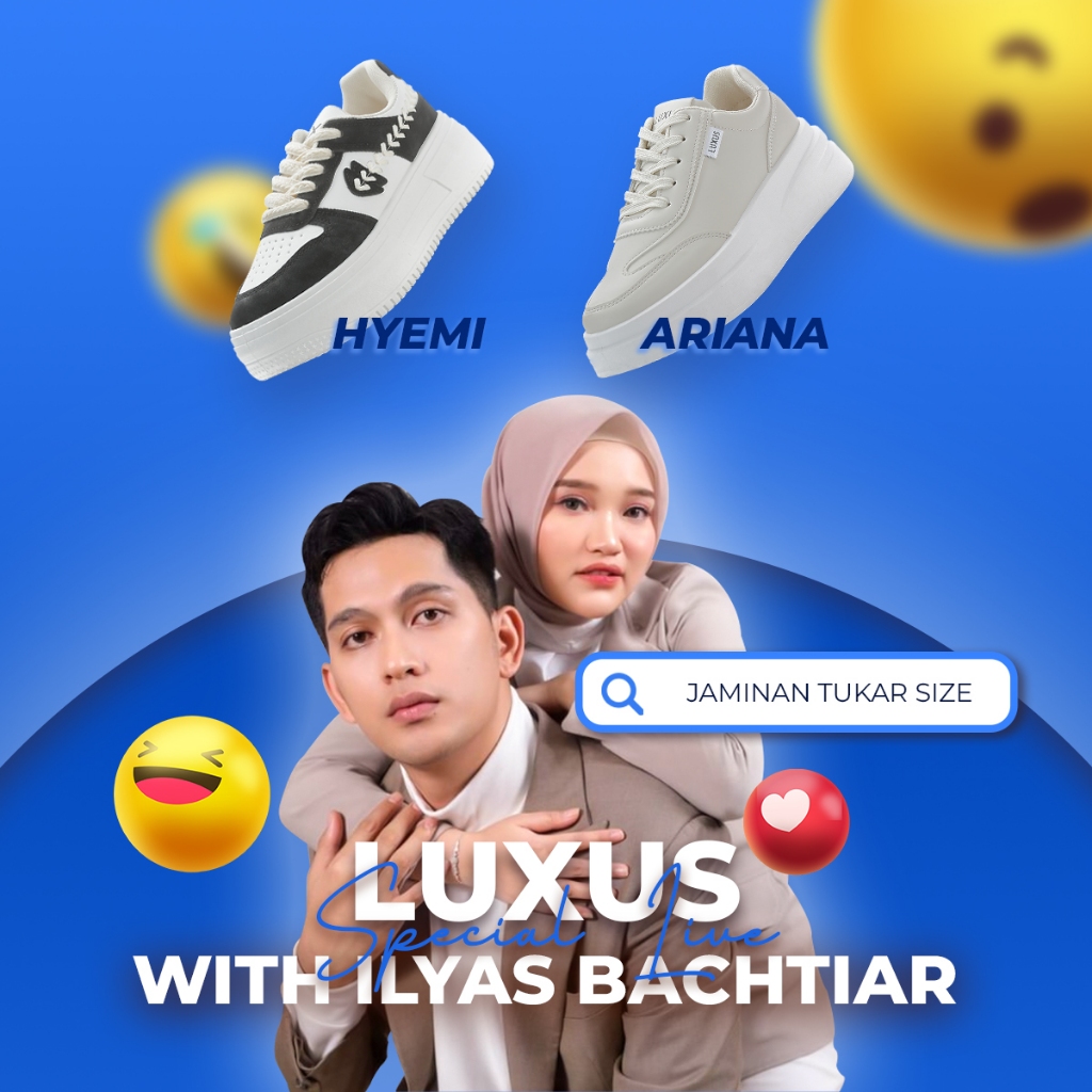 [LUXUS X ILYAS & NABILLA] LIVE EXCLUSIVE Sneakers Casual Sepatu Wanita Sport Shoes Alas Karet