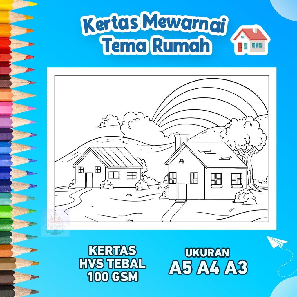 

Kertas Mewarnai Tema Rumah Kertas Gambar Kertas Mewarnai Anak PAUD TK SD A5 A4 A3