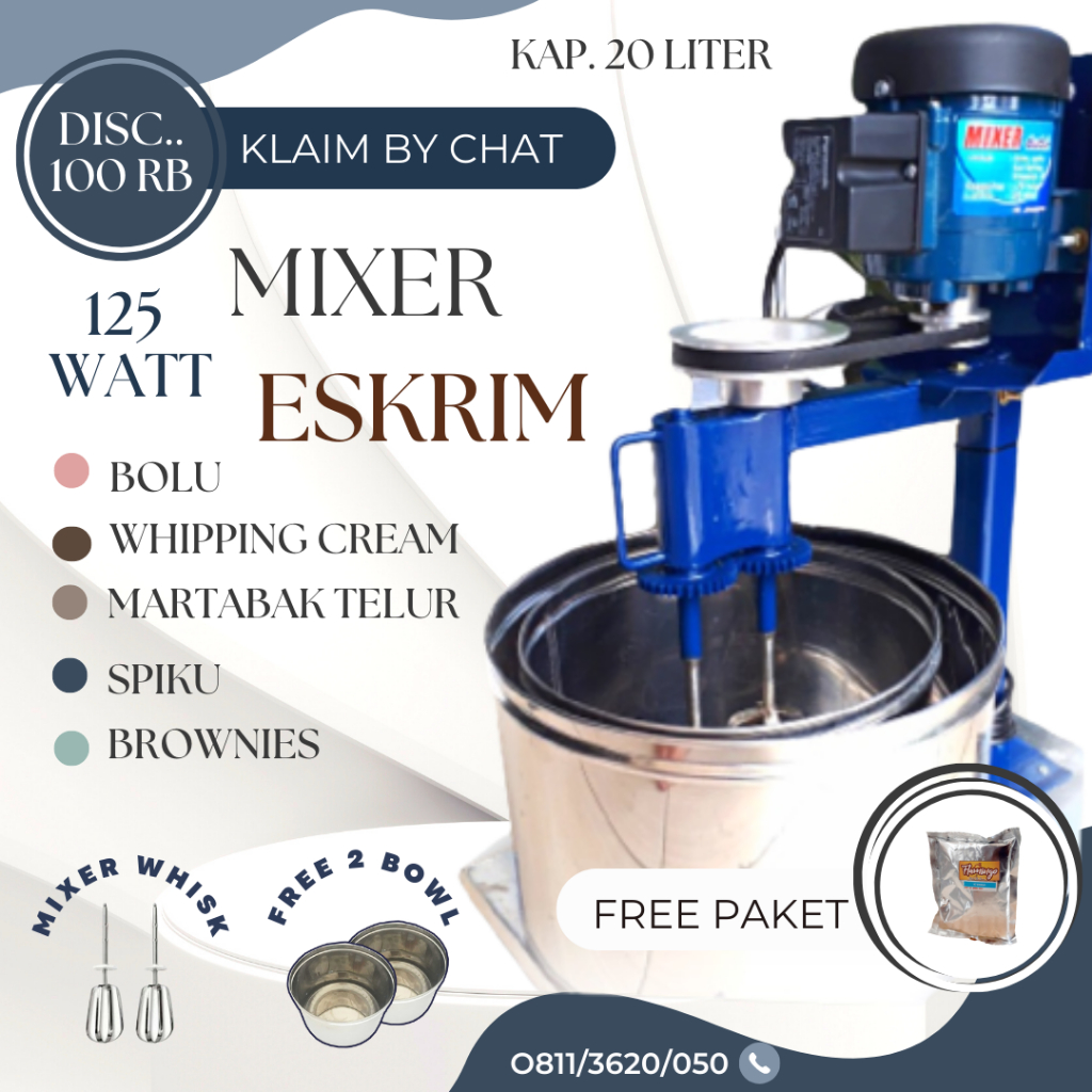 Mesin Mixer Eskrim Murah Rakitan Free Bowl Mixer Adonan Kue Murah Mikser Roti Rakitan