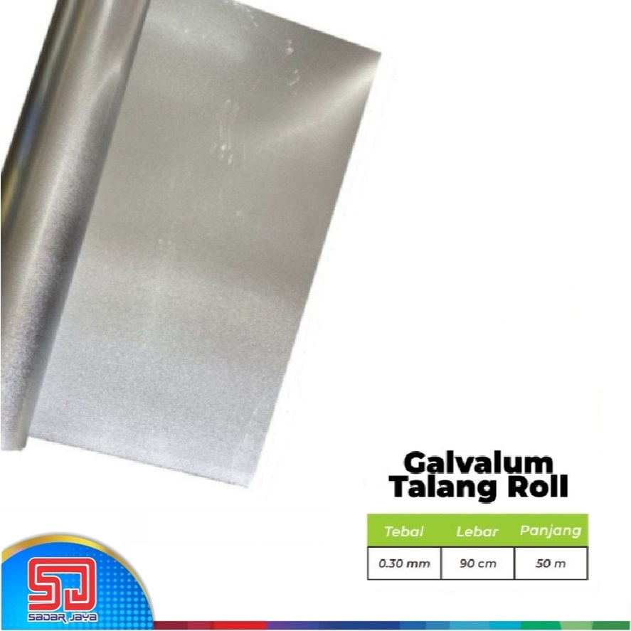 Talang Galvalum Tebal 0,3mm Lebar 90cm 1roll 50meter Seng Plat Lembaran Sheet Zincalume