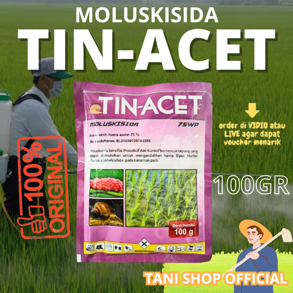 Tin-Acet 75 WP 100g - Moluskisida Efektif untuk Pengendalian Siput Murbei pada Padi