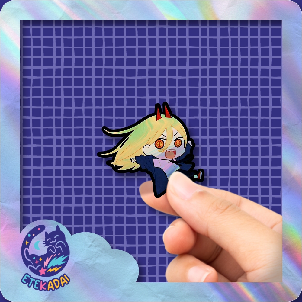 

Stiker Hologram Anime Chainsaw Man Power Chibi