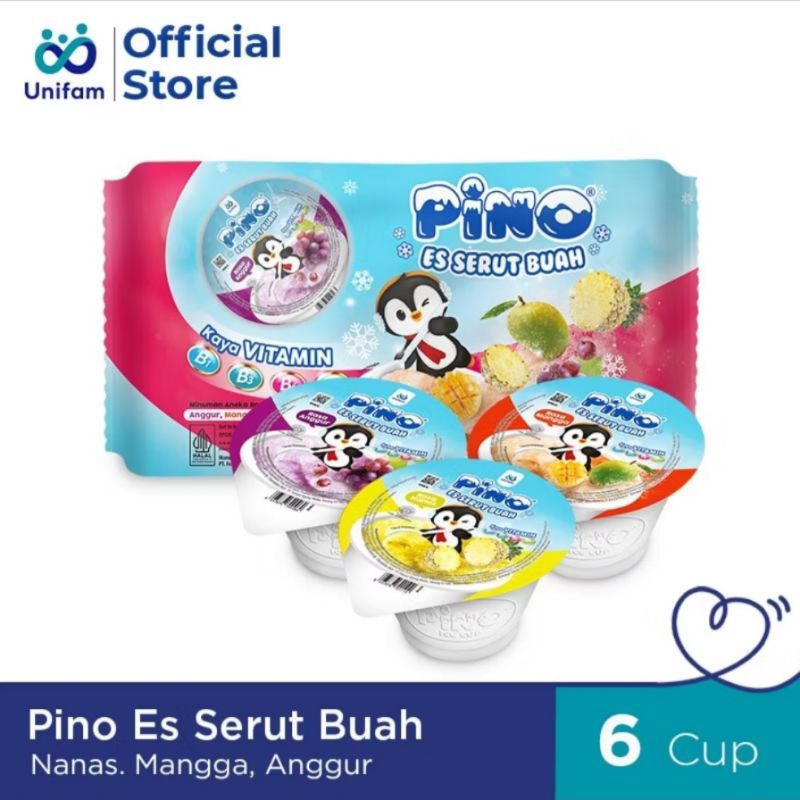 

PINO Es serut buah isi 6 cup X 50ml kaya vitamin minuman aneka rasa anggur, mangga, nanas