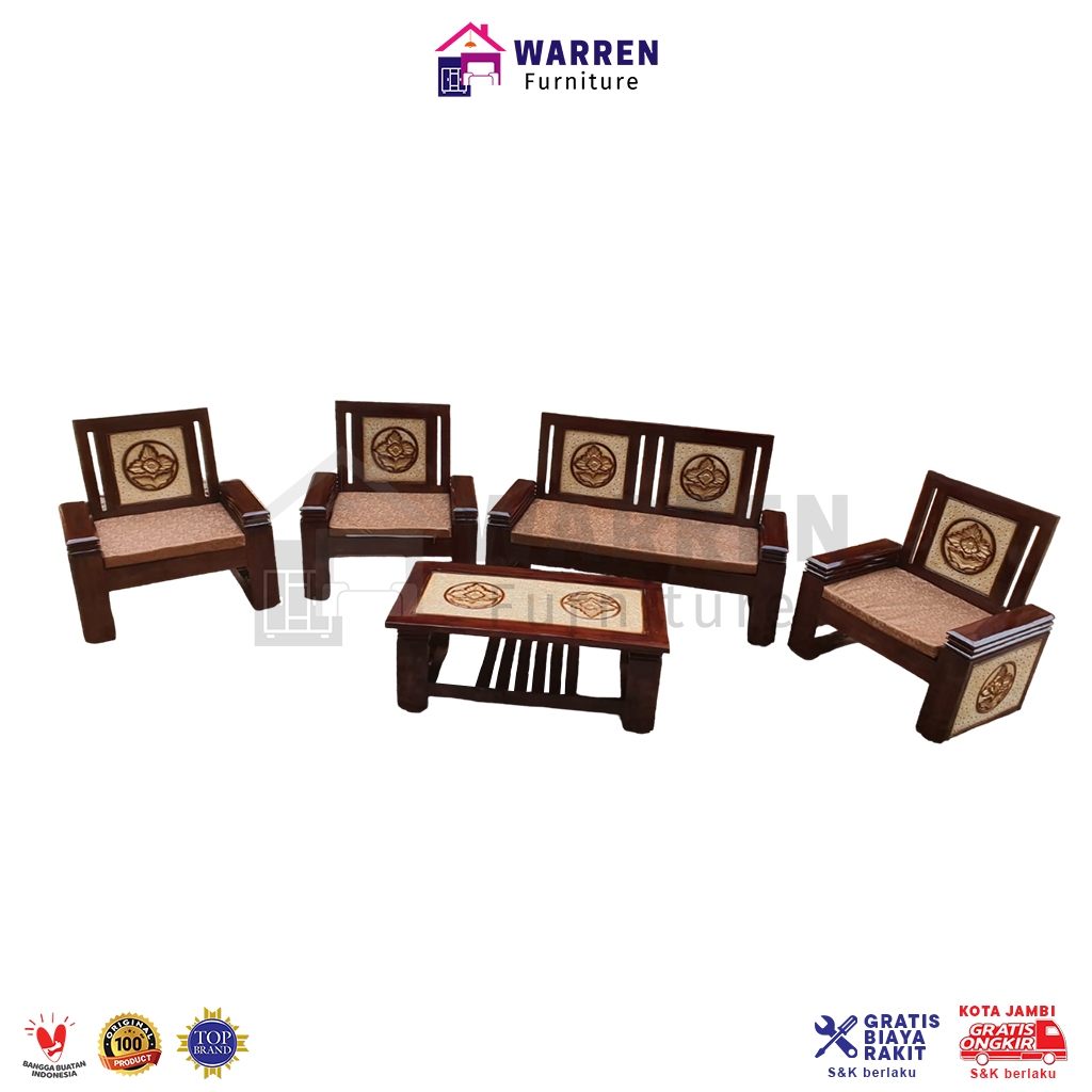 Kursi Meja Tamu Kayu Jati Jepara / Kursi Tamu Minimalis 2111 marmer kombinasi + jok